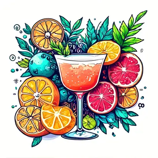 Virgo Zodiac Symbol Made Up Of Intricate Cocktail Ingredients And Fitness Icons