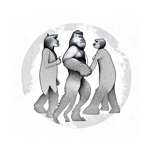 Bigfoot With Two Daughters