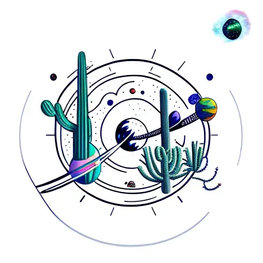 Cactus With Space Theme