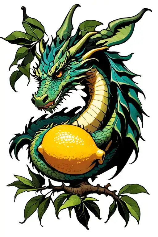 Dragon In A Lemon Tree Intertwined Tattoo