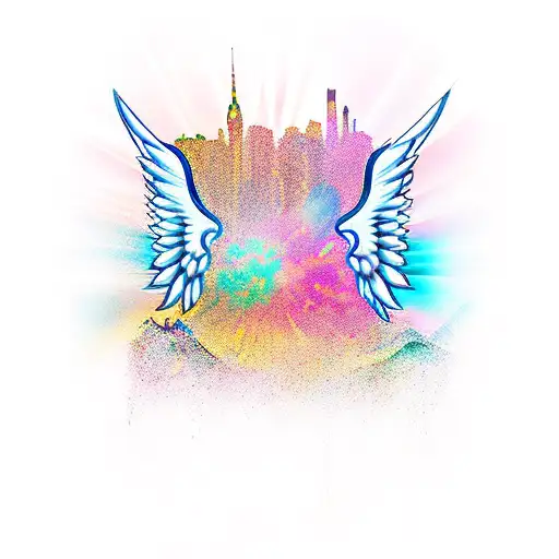 Angel Devil Wings With Hongkong Skyline