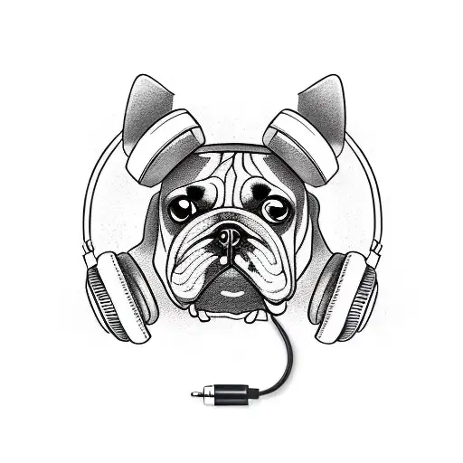 A New-school Tattoo Design Of A Dog Dj Mixing Music On Turntables