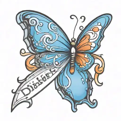 Diabetic Ribbon With A Butterfly Representing My Daughter