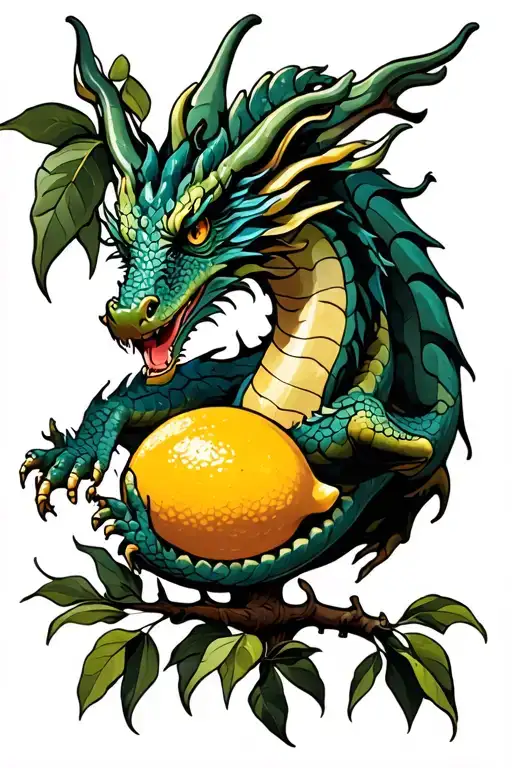 Dragon In A Lemon Tree Intertwined Tattoo
