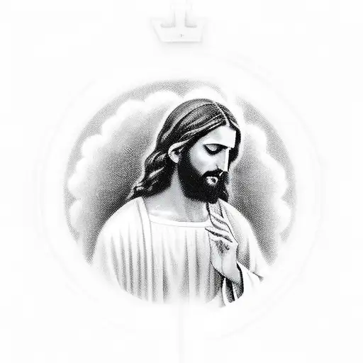 Jesus Christ Playing A Piano In Heaven Surrounded By Angelic Musicians