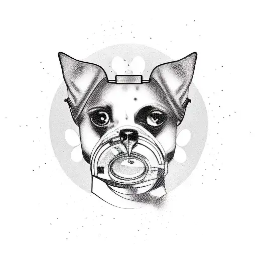 A New-school Tattoo Design Of A Dog Dj Mixing Music On Turntables