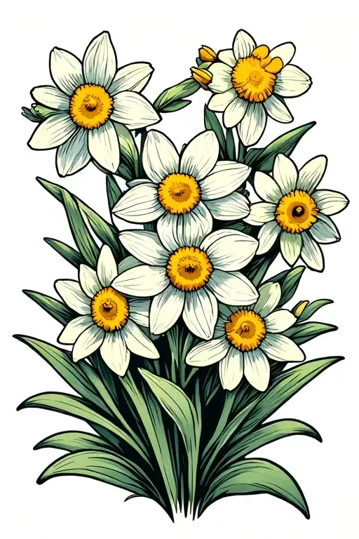 Daffodil And Daisy Flowers Minimal