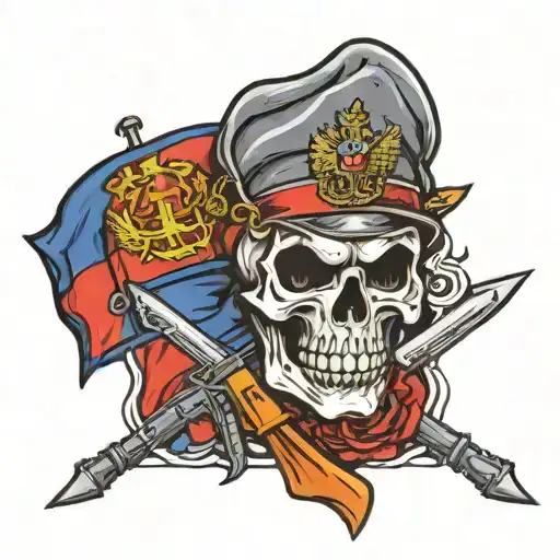 Soldier Weapons Skull Flag Of Russia