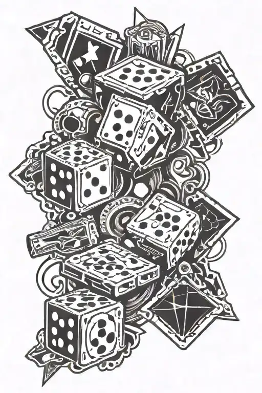 A Tribal-inspired Design Incorporating Elements Of Table Games Like Dice And Cards