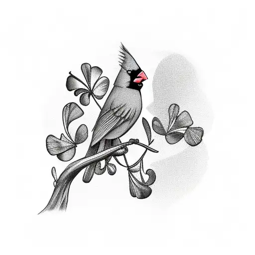 Cardinal On Branch With Shamrock