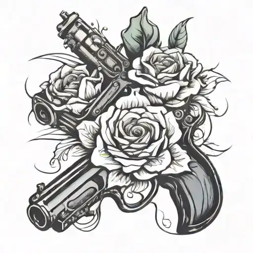 A Gun Morphing Into A Beautiful Flower In A Surreal Design