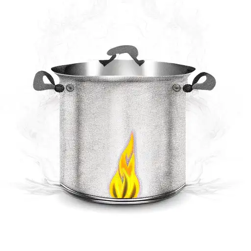 Metal Cooking Pot With Flames From It Pretty High