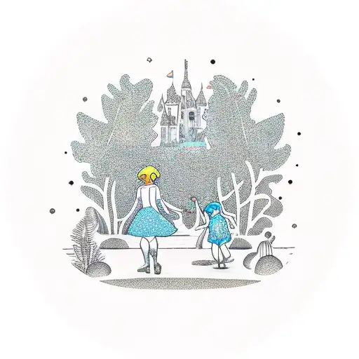 A Whimsical Illustration Of You And Your Daughter Playing Together In A Magical Garden
