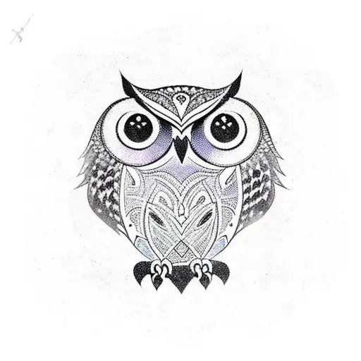 Tribal Owl With Mandala In Background Forearm