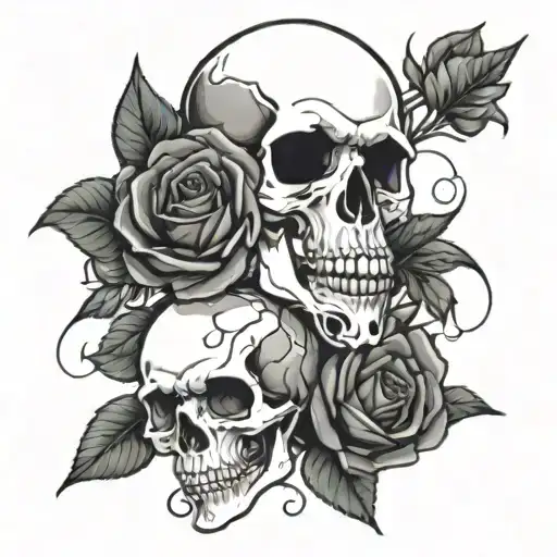 Spilt Skull With Roses