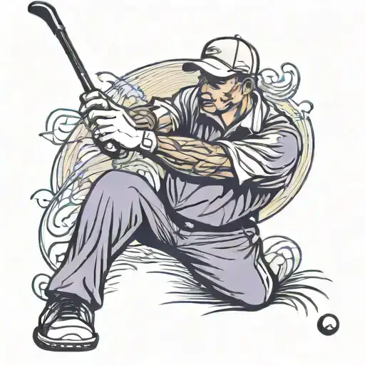 New School Golfer Swinging A Club