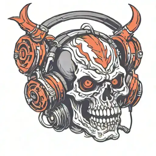 Demon Skull Wearing Headphones