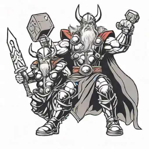 Thor And Odin Hanging