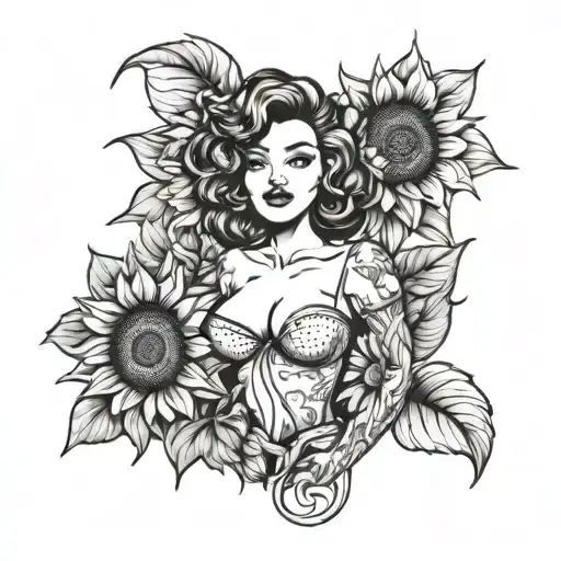 Black Pinup Sunflowers