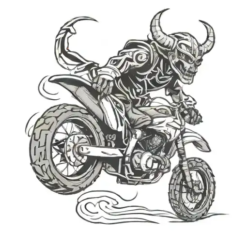 Demon Dirtbike Rider Doing A Wheelie