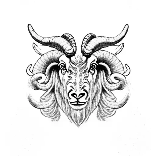 Aries Symbol Morphed Into A Majestic Ram With Intricate Dotwork Details
