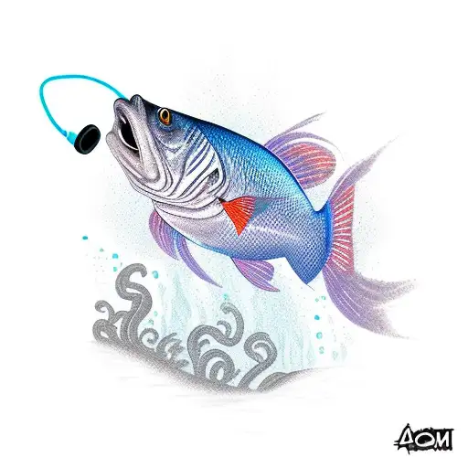 A Fish Swiming Around A Microphone