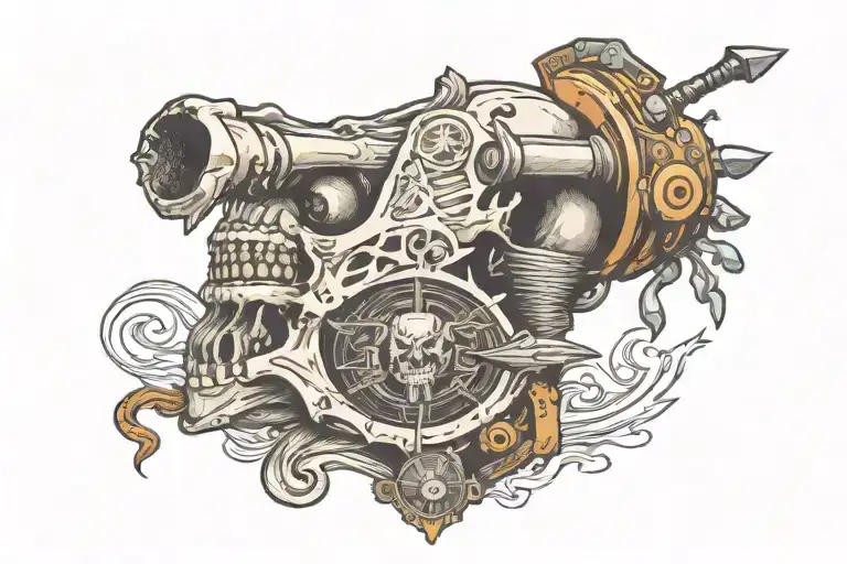 Wolf Skull With A Warrior With A