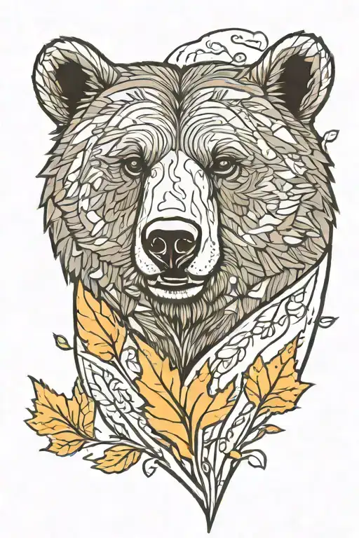 Grizzly Bear During Autumn Sunset On Shield