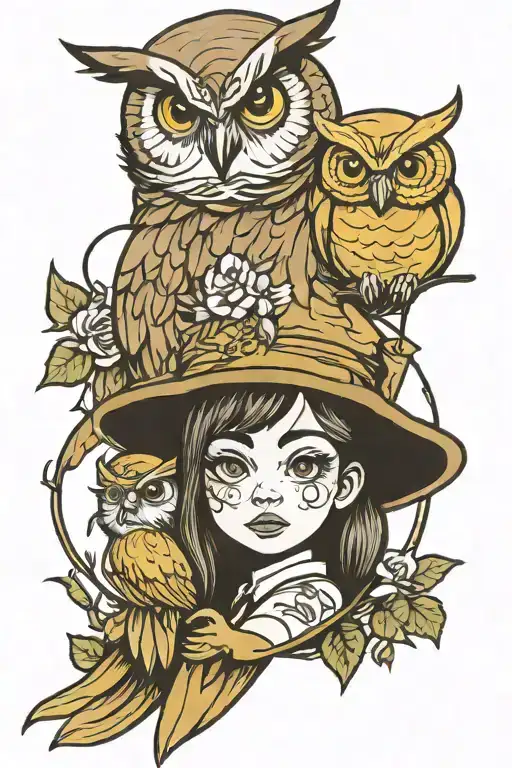Owl With Girl Holding