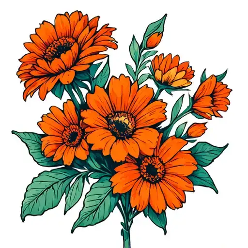 New School Whacky Orange Flowers