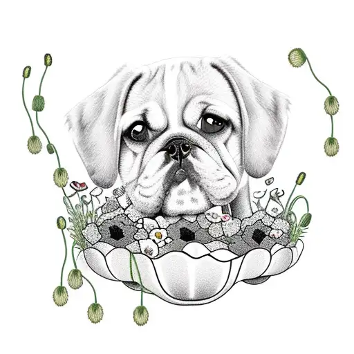 Dog In A Garden Bed Of Poppies