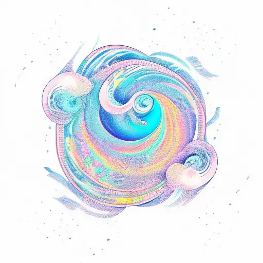 Ocean Wave And Island Line Art