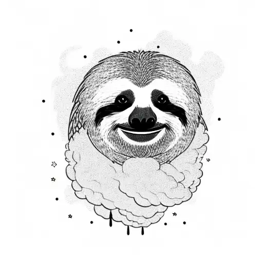 Colorful Sloth Eating A Vape Cloud Like A Snack