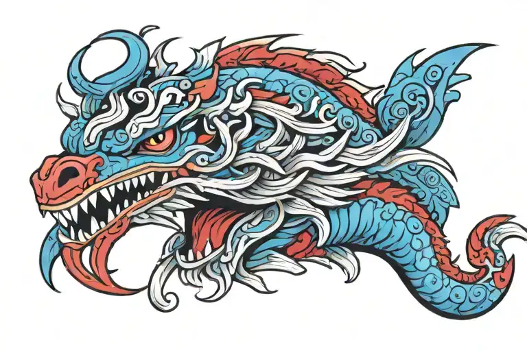 Quetzalcoatl With Colors Black Red Blue And White