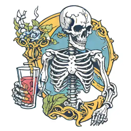 Skeleton With Shot Glass Filled