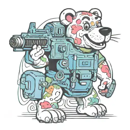 Carebear With Machine Gun Morphing And Radio Equipment
