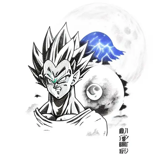 Vegeta And Shinron With Moon In Background