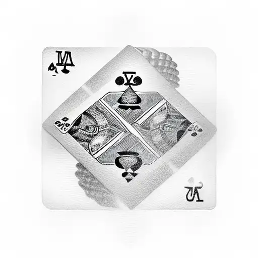 A Realistic Depiction Of A 7 Of Diamonds And 2 Of Spades Made Entirely Of Black And Grey Shading Tattoo