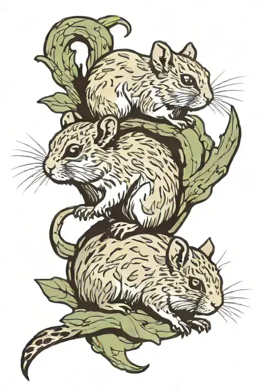 Two Degus With Half Moon