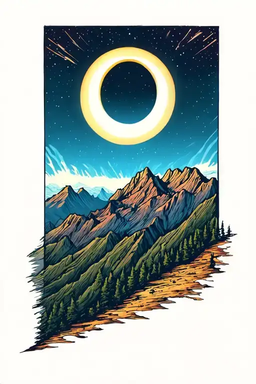Solar Eclipse Over A Mountain Range Band