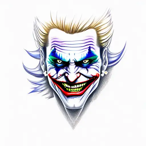 Joker Heavy Smile Realistic Drawing Purple Hair