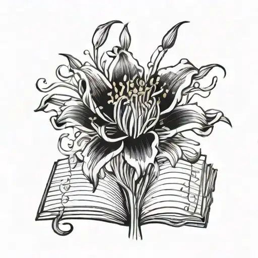 A Lycoris Flower Blooming From A Music Sheet Forming