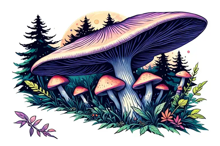 Psilocybin Mushrooms With Waxing Gibbous Moon Forest Vibes