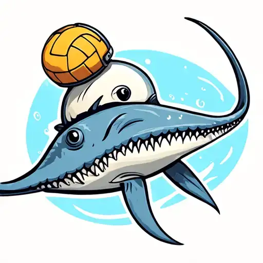 Stingray With A Water Polo Helmet On Head