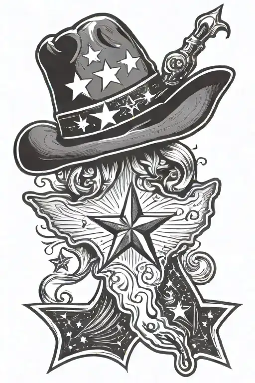 Texas Inspired Tattoo With Star On Shoulder