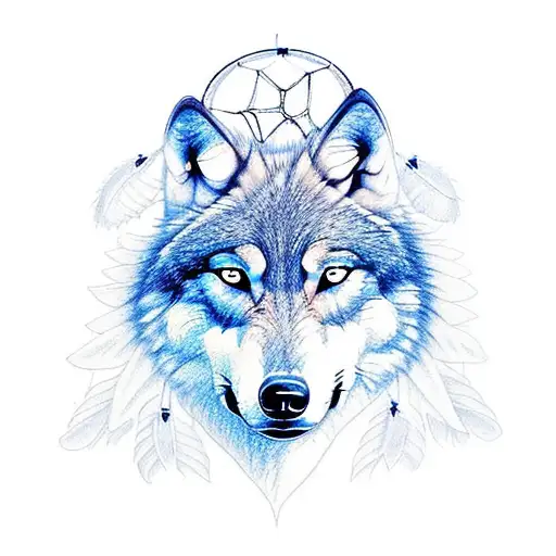 Wolf Dream Catcher Very Detailed Drawing
