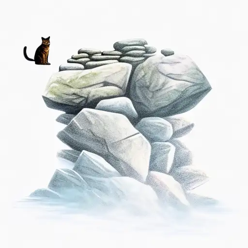 A Cat Perched On A Rocky Ledge Overlooking A Serene Mountain Lake