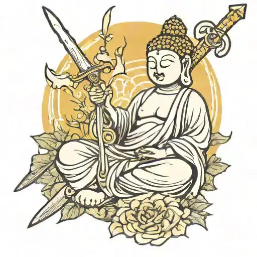 Buddha Statue And Sword