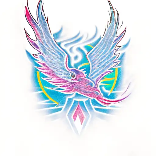 Phoenix With Tail Transition To Fire