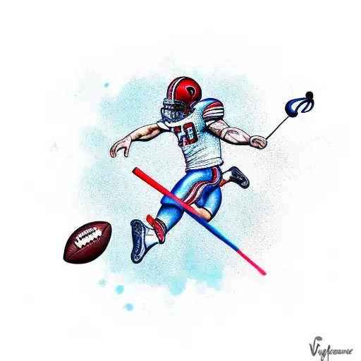 A Tattoo Of A Football Player Kicking A Musical Note